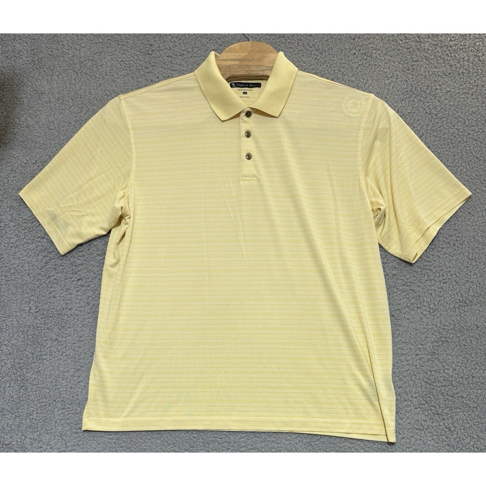 Pebble Beach Performance Polo Shirt Yellow Mens 2XL